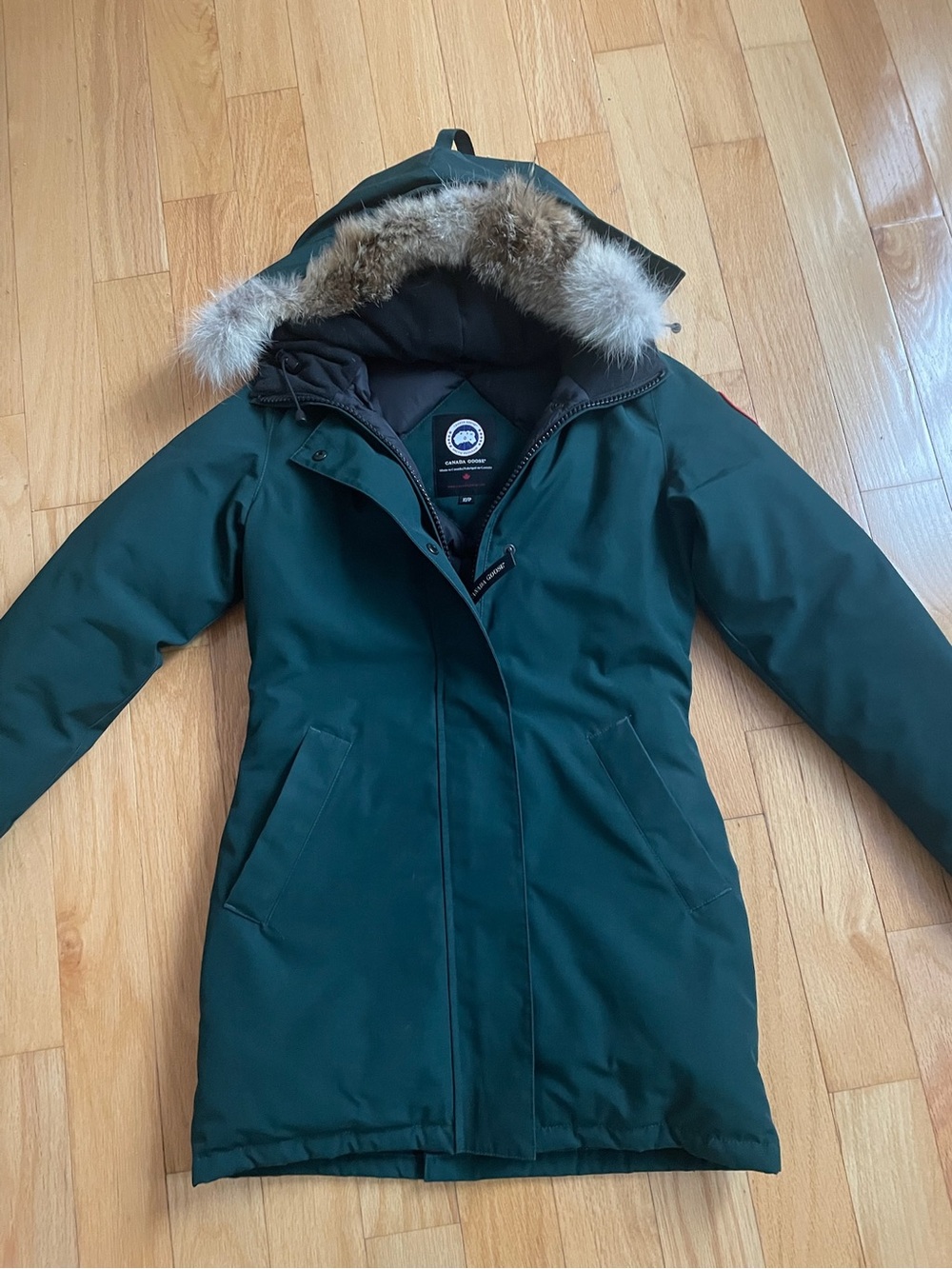 Canada Goose Women's Forest Green Parka with Fur-Trim Hood